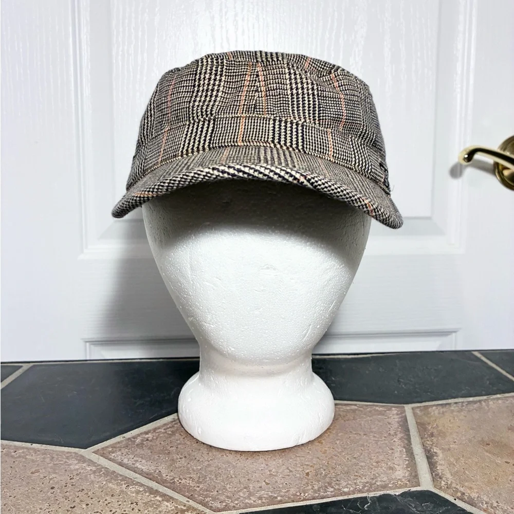 Y2K Ezekiel Glen Plaid Cadet Cap Vintage Brown Tan Women’s M/L